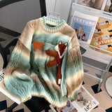 Riolio  autumn and winter street fashion pullover sweater for men and women couple lazy style loose retro casual knitted top y2k