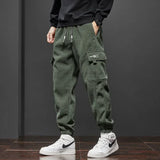 Riolio Spring Autumn Men's Elastic Waist Casual Pants Stretch Straight Drawstring Harem Jogging Sports Trousers Fashion Male Clothing