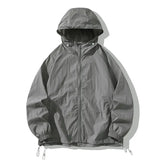 Riolio  Hooded Summer Jacket for Men Sun Protection Thin Outdoor Jackets Women Sunscreen Solid Color Unisex Couple Tops Men Clothes