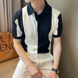 Riolio  Men's Summer Youth Loose and Versatile Lapel Shirt Student Handsome Slim Men's Short-sleeved Breathable Top