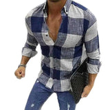 Riolio  Men's Plaid Print Long Sleeve Shirt Casual Slim Fit Button Down Tops
