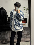 Riolio Korean Retro Vintage Jacquard Short Shoulder Pad Denim Jacket Men's American Style High-end Design Street Jacket Aesthetic Chic