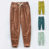 Riolio 7 Colors Men's Cotton Linen Pants Male Spring Summer Casual Solid Color Thin Linen Cargo Trousers Streetwear M-XXXL