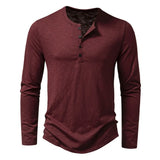 Riolio  Spring Autumn Men Classic Casual Soild Color Shirt Men Fashion Tops Tees Men Slim Fit Long Sleeve Tshirt Tee Shirt
