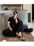Riolio New Japanese Retro Men Casual Pants Luxury Draped Wide Leg Leisure Solid Color Straight Trousers High Quality Elegant Sweatpants