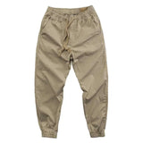 Riolio  Loose Fit Cotton Work Trousers for Men with Elastic Waist Baggy Outdoor Wear Resistant Cargo Pants Summer Autumn Seasonal Wear
