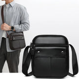 Riolio  New Trendy Men's Premium Genuine Leather Messenger Bag Stylish Minimalist Small Crossbody Bags Daily Commute Shoulder Bag