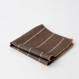 Riolio  24cm Korean Striped Plaid Pocket Square Men Young Boys Brown Casual Handkerchief Scarf Personalized Versatile Suit Pocket Towel