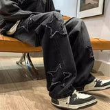 Riolio Stars Patchwork Men Jeans New Fashion Y2K Tassel Pants Korea Clothes Straight Hip Hop Splicing Trousers Male Streetwear