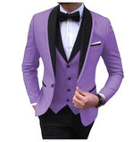 Riolio  Solid Men's 3 Pieces Wedding Suit One Button Shawl Lapel Jacket Vest Pants Dinner Groom Tuxedos Slim Fit Formal Business Suits