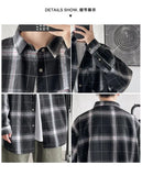 Riolio  Plaid Long-sleeved Shirt Men's Youth Trendy Casual Thin Coat Loose Shirt
