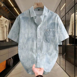 Riolio  Summer New Tie-dye Short-sleeved Shirt for Men's Fashionable Casual Printed Fashion Top