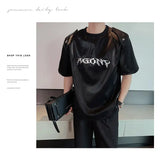 Riolio Summer High Street Men and Women Trendy Personalized Letter Printed Round Neck Short Sleeve Couple Harajuku Casual T-shirt Top