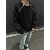 Riolio Spring Men Sweatshirts Metal Zipper Solid Color Casual O Neck Fashion Oversize Streetwear Hip Hop Male White/Black