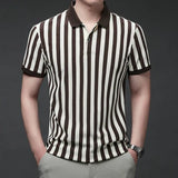 Riolio  European Slim-fit Striped Men's Polo Shirt T-shirt with Collar New Casual Summer Short-sleeve Top T-shirt