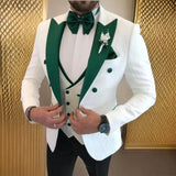 Riolio  3 Pieces Jacquard Jacket with Vest Pant Wedding Suits for Men Single Breasted Peak Lapel Groom Tuxedo Male Fashion Suits
