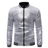 Riolio Shiny Sequins Sparkle Bomber Jacket Men Newest Gold Glitter Striped Zipper Mens Jackets And Coats Party Dance Show Clothes