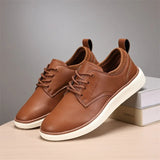 Riolio  Men's Shoes PU Fabric Spring and Autumn Brown Men's Casual Shoes Black Comfortable Classic Walking Shoes Flat Bottom