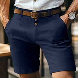 Riolio  Stylish Simplicity Summer Cotton Linen Shorts Men Fashion Triple Button Short Pants Male Streetwear Casual Beach Shorts