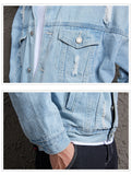 Men's Ripped Denim Jacket Tight Retro Distressed Water Wash Classic Pocket Design Coat Spring Autumn