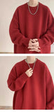 Riolio  New Japanese Retro Men Knitted Sweater Light Luxury Casual O Neck Solid Color Long Sleeve Pullovers Loose High Street Knitwear