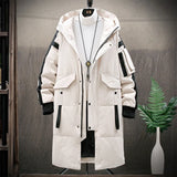 Riolio Warm Thick Men White Duck Down Jacket Hooded Puffer Jackets Coat Winter New Male Casual Long Parka Overcoat Outdoor Multi-pocket