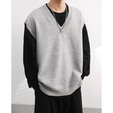 Riolio V-neck Sweater Vest Men Warm Fashion Casual Knitted Pullover Men Korean Loose Sleeveless Sweater Mens Sweater Tank Top M-2XL