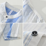 Riolio 2024 Summer New 100%Linen Pullover Short Sleeve Shirts for Men Fashion Striped Casual Loose Shirts