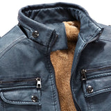 Riolio Jacket Streetwear Man Outerwear Leather Suit Vintage Plus Velvet PU Leather Jacket Casual Blazer Jackets Men's Slim Fit Coats