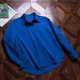 Riolio  Korean Fashion Men Shirts Light Luxury Textured Business Solid Color Long Sleeve Cardigan Leisure Premium Loose Fit Blouse M-2XL