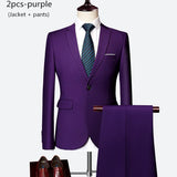 Riolio WELL DRESSED MEN 3 Piece Men's Wedding Suit Fashion Men's Slim Solid Color Business Office Suit Sets Large Size Men Blazer+ Pants + Vest