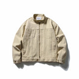 Riolio Spring Autumn Vintage Coat American Retro Heavy Washing Canvas High-end Jacket Men's Stand-up Collar Design Casual Jacket Chic