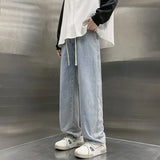 Riolio Men Daily Simple Outside Sports Casual Jeans Male Basic Straight Leg Denim Pants Popular High Quality Wide Leg Denim Trousers