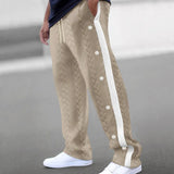 Riolio  New men's textured jacquard single-breasted strips loose large-size casual pants versatile sweatpants