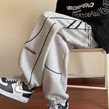 Riolio  Thickened Fleece Design with Gathered Hem Men's Fall/Winter Oversized Youth Casual Sports Leggings Trendy