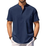 Riolio Summer Men's Cotton Linen T-Shirt Lightweight Breathable Beach Style Tees Short Sleeve Casual Hawaii Vacation Tops