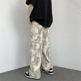 Riolio Corduroy Wide Pants Men Fashion Letters Baggy Straight Trousers Oversized Casual Bottoms Ins Vintage Male Y2K Clothes Streetwear