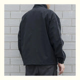 Riolio Jackets Men Autumn Pockets Casual Patchwork Loose Windbreaker Stripe Zipper Stand Collar Waterproof Outdoor Sports Bomber Jacket