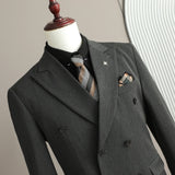 Riolio  Upgraded High Quality Men's Three-Piece Suit Wedding Dress Code Double-Breasted Notch Collar Business Casual Cotton Blend
