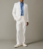 Riolio  Men's Suit 2 Pieces Linen Blazer And Pants Business Formal Work Wear Wedding Groom Tuxedos
