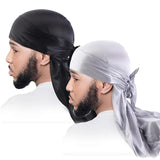 Riolio 2PCS/LOT Unisex Men Women Satin Breathable Silky Durag Long Headwear