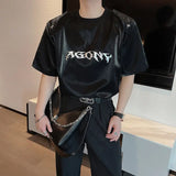 Riolio Summer High Street Men and Women Trendy Personalized Letter Printed Round Neck Short Sleeve Couple Harajuku Casual T-shirt Top