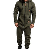 Riolio Mens Onesie Jumpsuit Pajamas Long Sleeve Sweatpants Pure Color Splicing Autumn Winter Casual Hoodie Male Zipper Jumpsuit