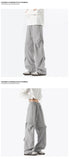 Riolio  Mens Casual Pants Loose Fit Joggers Patchwork Pleated Trousers Trendy Elastic Waist Outdoor Sports Streetwear Hip Hop Trousers