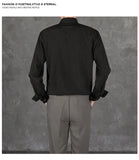 Riolio  New Naples Business Men Shirts Light Luxury Textured Lapel Striped Long Sleeve Cardigan Leisure Premium Commuter Blouse S-4XL