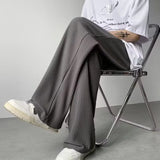 Riolio Summer Texture Straight Pants For Men Korean Fashion Baggy Wide-leg Trousers Casual Drape Pleated Striped Y2K Pantalones Hombre