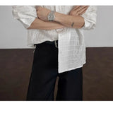 Riolio  Autumn New Design Pleated Men's Texture Casual Fashion High-end Loose Versatile Long-sleeved Shirt