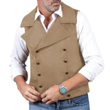 Riolio  Men Vest Brown Double Button Frosted Velvet Waistcoat For Banquet Birthday Wedding Business Work Formal Set Men Suit Vest