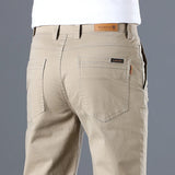 Riolio  Men's High Quality Pure Cotton Classic Solid Color Casual Pants Business Stretch Cotton Slim Straight Brand Trousers Male