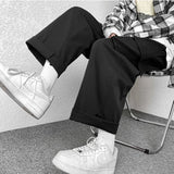 Riolio Fashion Brand Japanese Loose Straight Leg Workwear Pants for Men's Instagram Functional Hip-hop Wide Leg Cropped Casual Pants